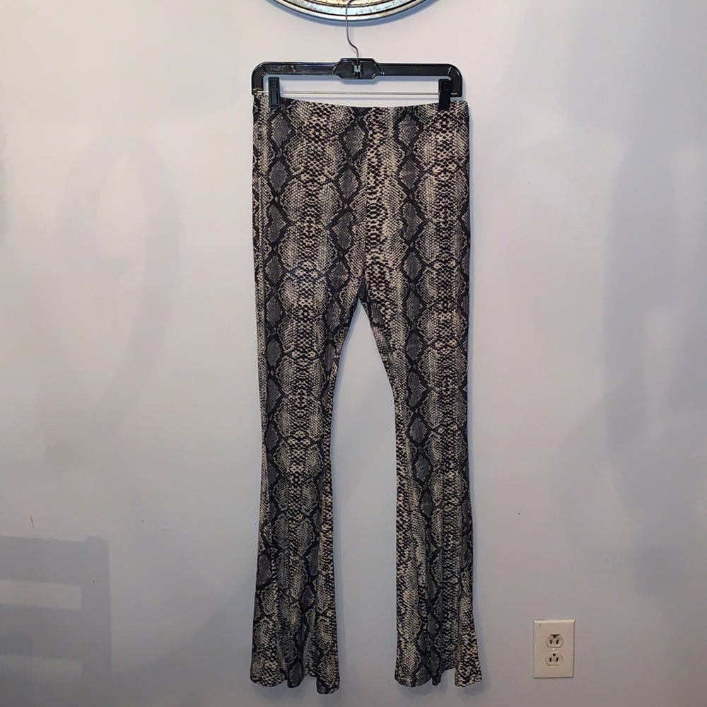 Snake print flare pants